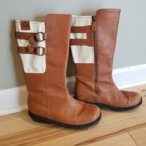 Sorel Hoonah Camel Leather Canvas Thinsulate Boots